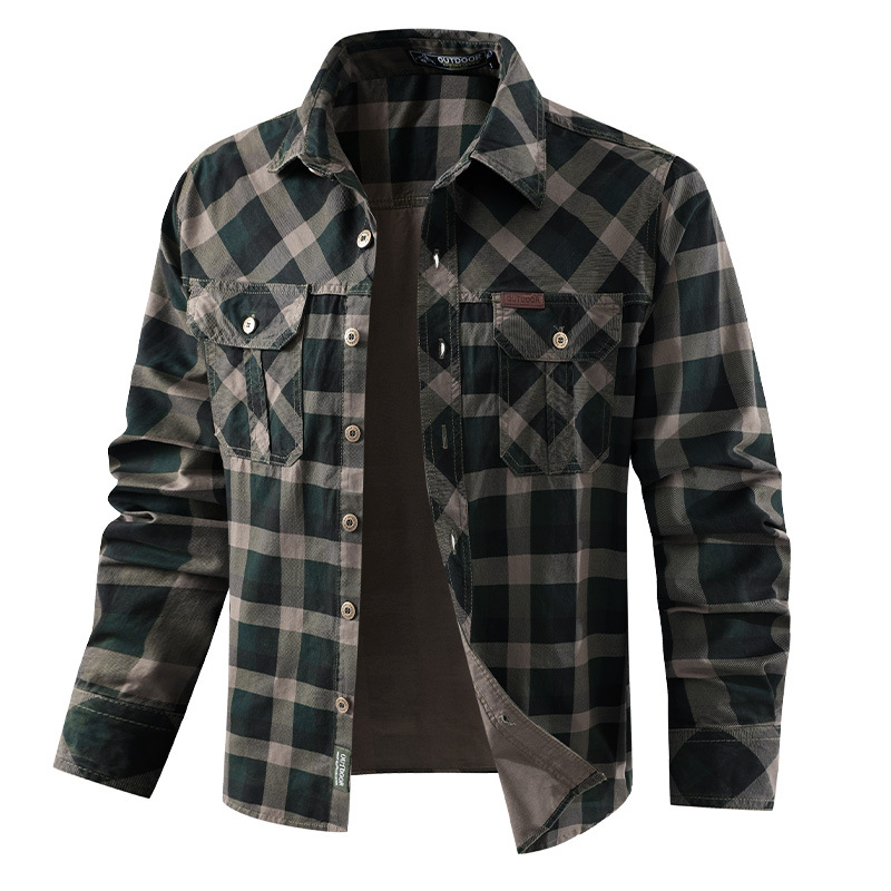 Flannel Shirt Lined - قمصان رجالية كاجوال منقوشة، قمصان عسكرية
