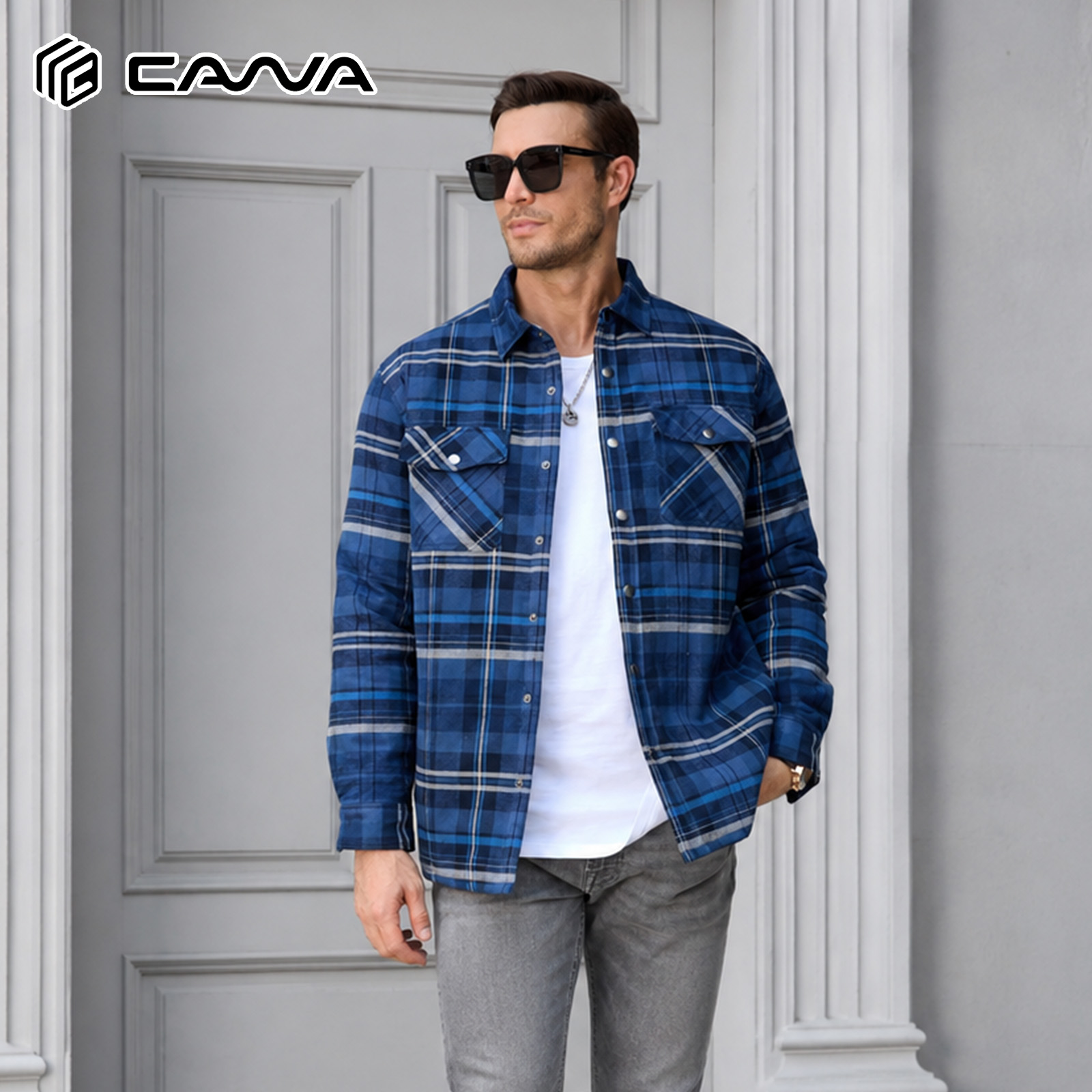 Flannel Shirt Lined - قميص شتوي رجالي من الفلانيل، جاكيت